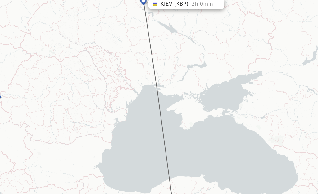 Flights from Ankara to Kiev/Kyiv route map