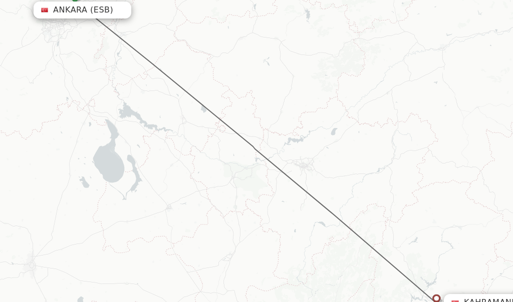 Flights from Ankara to Kahramanmaras route map