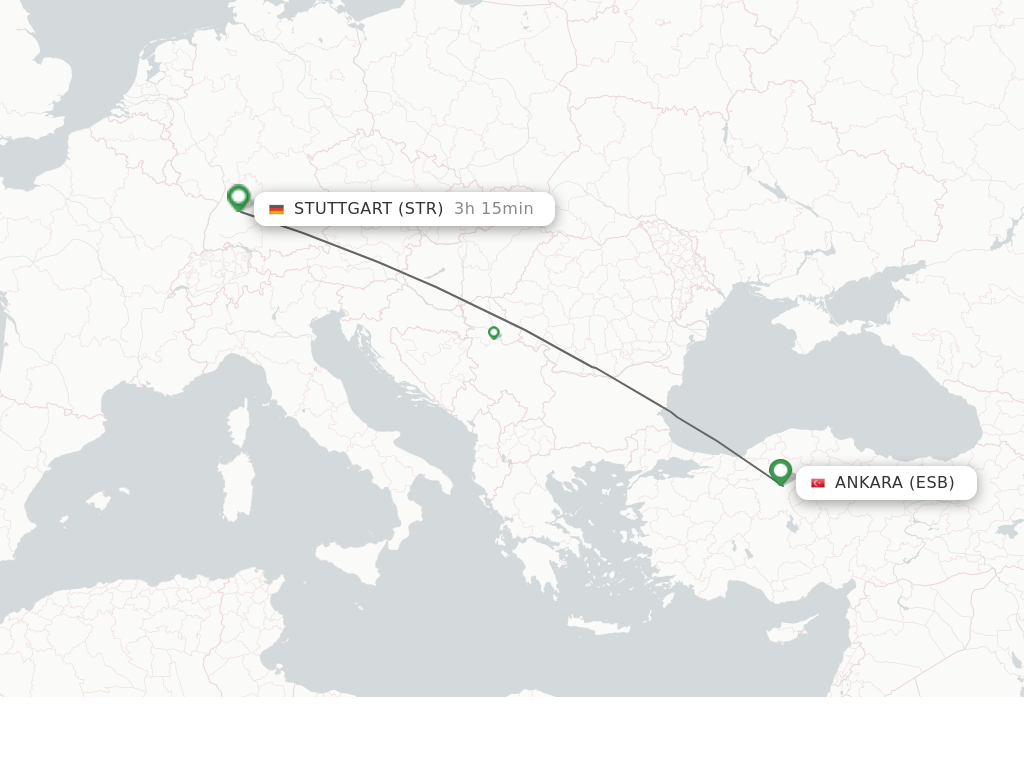 Flights from Ankara to Stuttgart route map