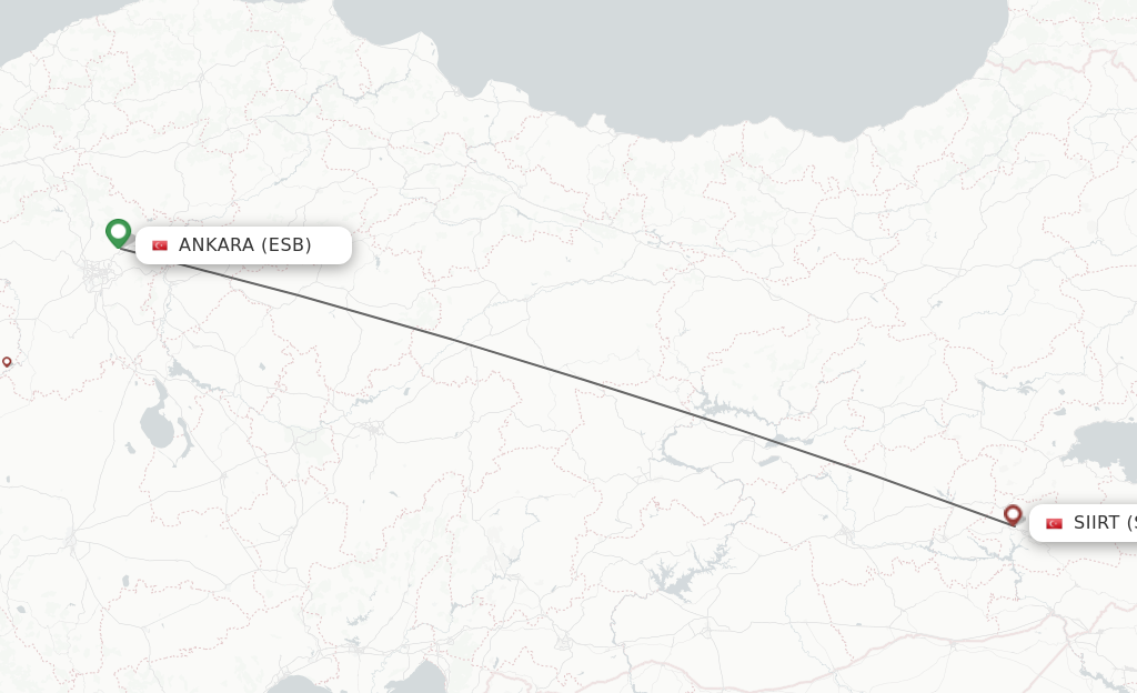 Flights from Ankara to Siirt route map