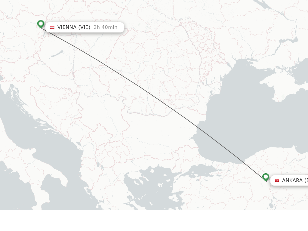 Flights from Ankara to Vienna route map