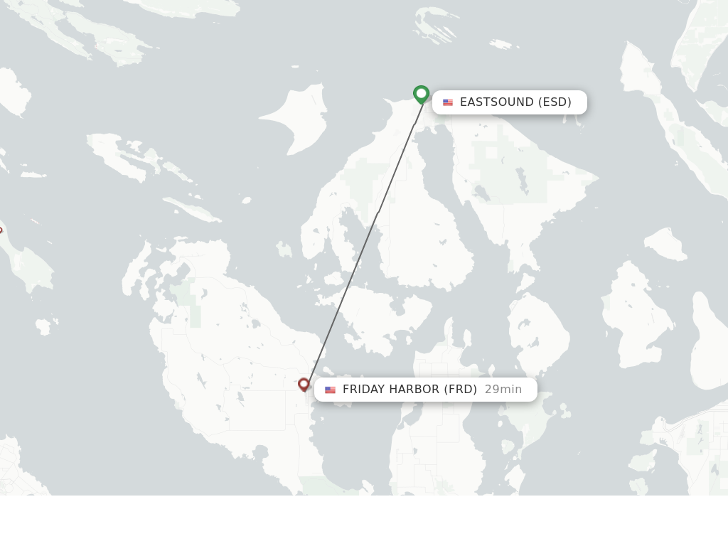 Flights from Eastsound to Friday Harbor route map