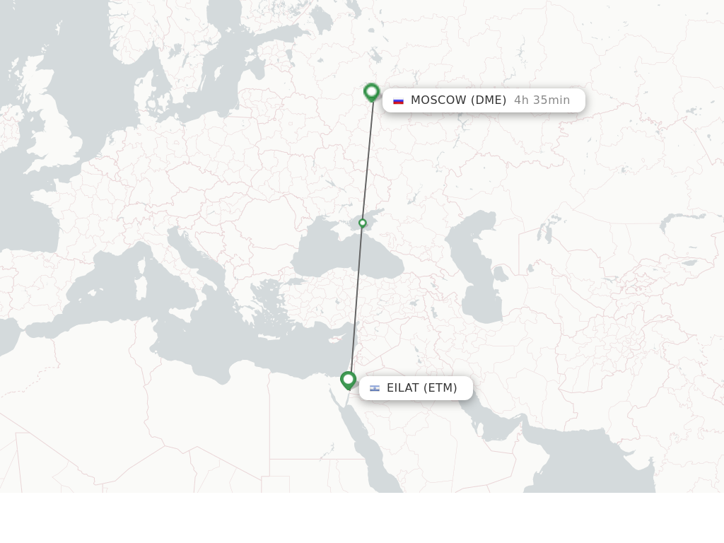Flights from Eilat to Moscow route map