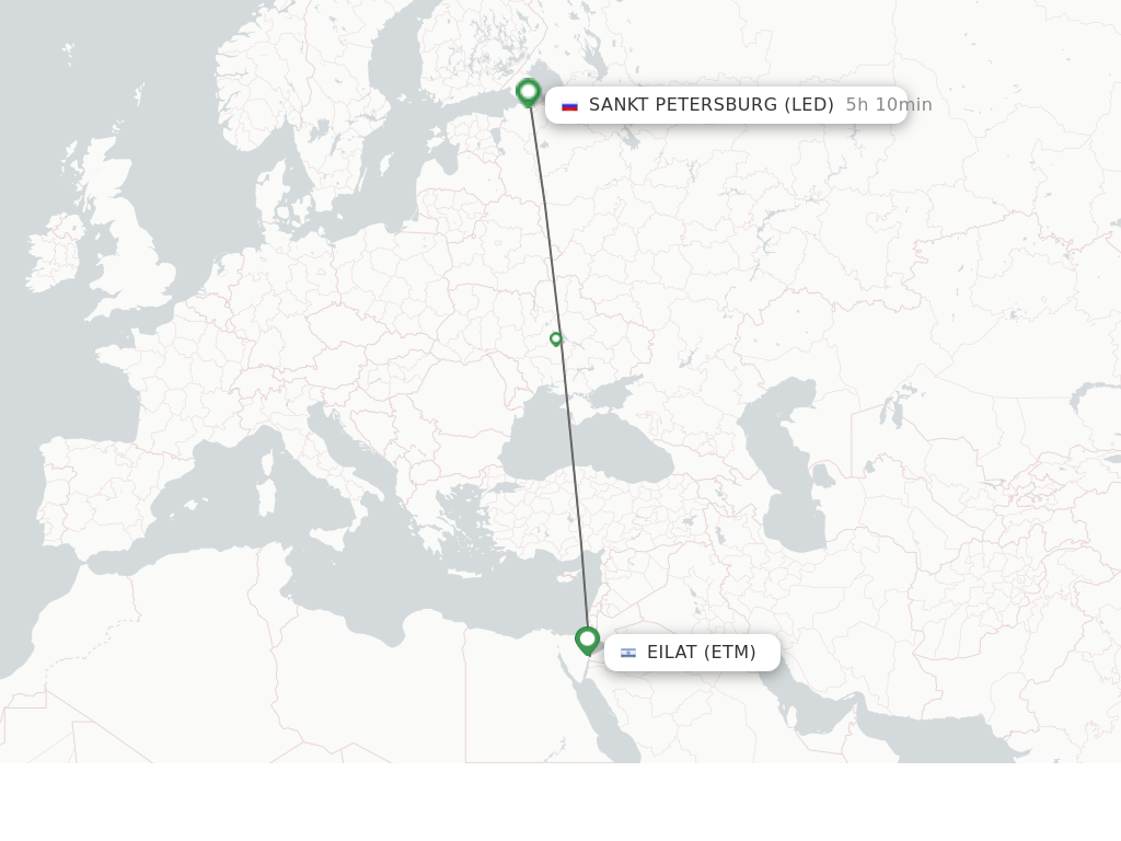Flights from Saint Petersburg to Eilat route map