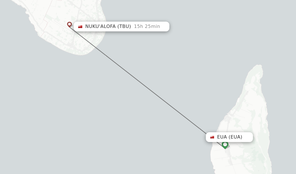 Flights from Nuku'alofa to Eua route map