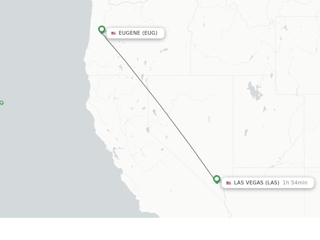 Flights from Eugene to Las Vegas route map