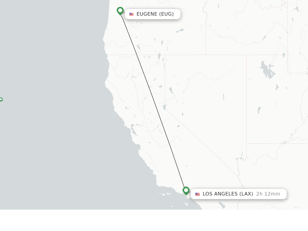 Flights from Eugene to Los Angeles route map