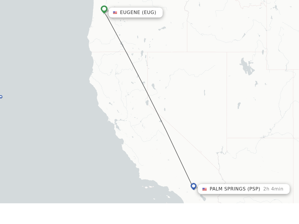 Flights from Eugene to Palm Springs route map