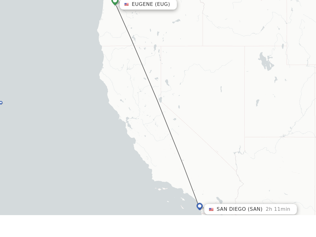 Flights from Eugene to San Diego route map