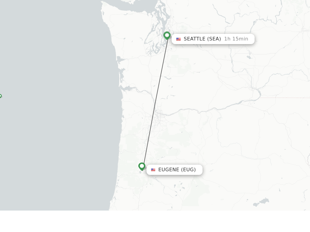 Flights from Eugene to Seattle route map