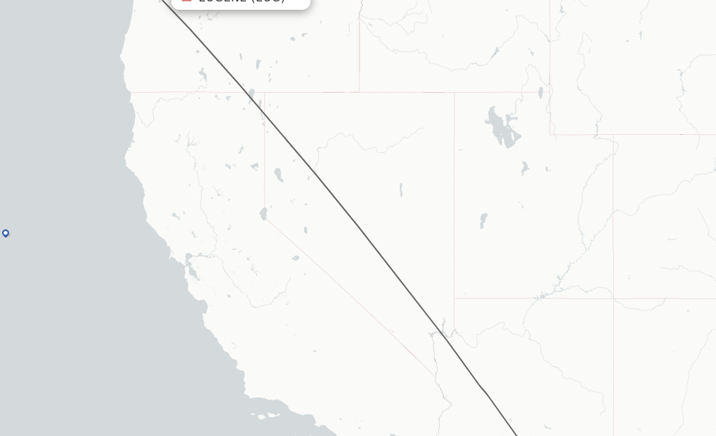 Flights from Eugene to Tucson route map