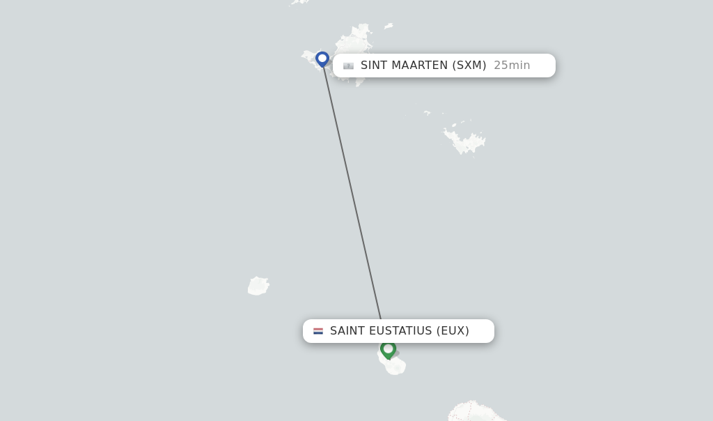 Flights from Saint Eustatius to Sint Maarten route map