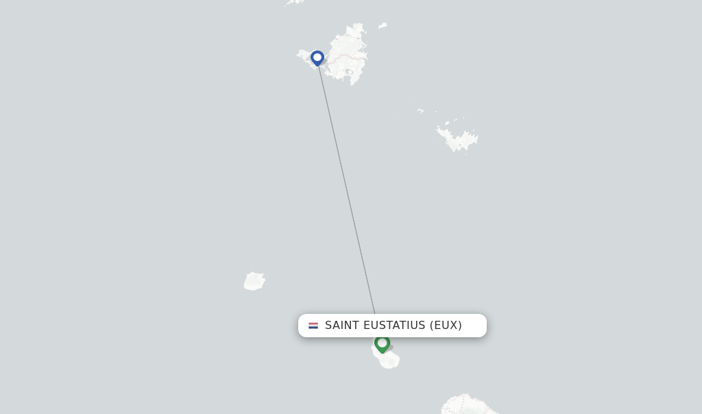 Flights from Saint Eustatius to Dominica route map