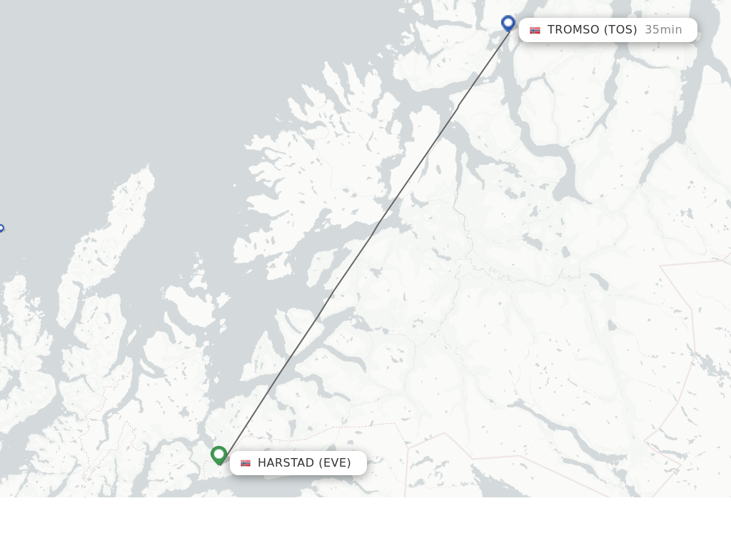 Flights from Tromso to Harstad route map
