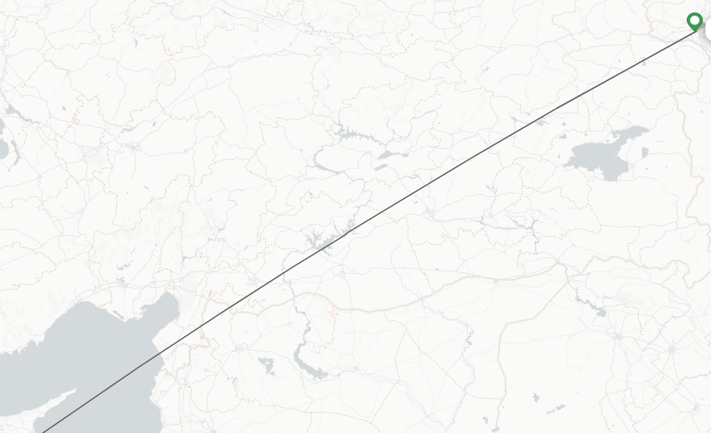 Flights from Yerevan to Larnaca route map