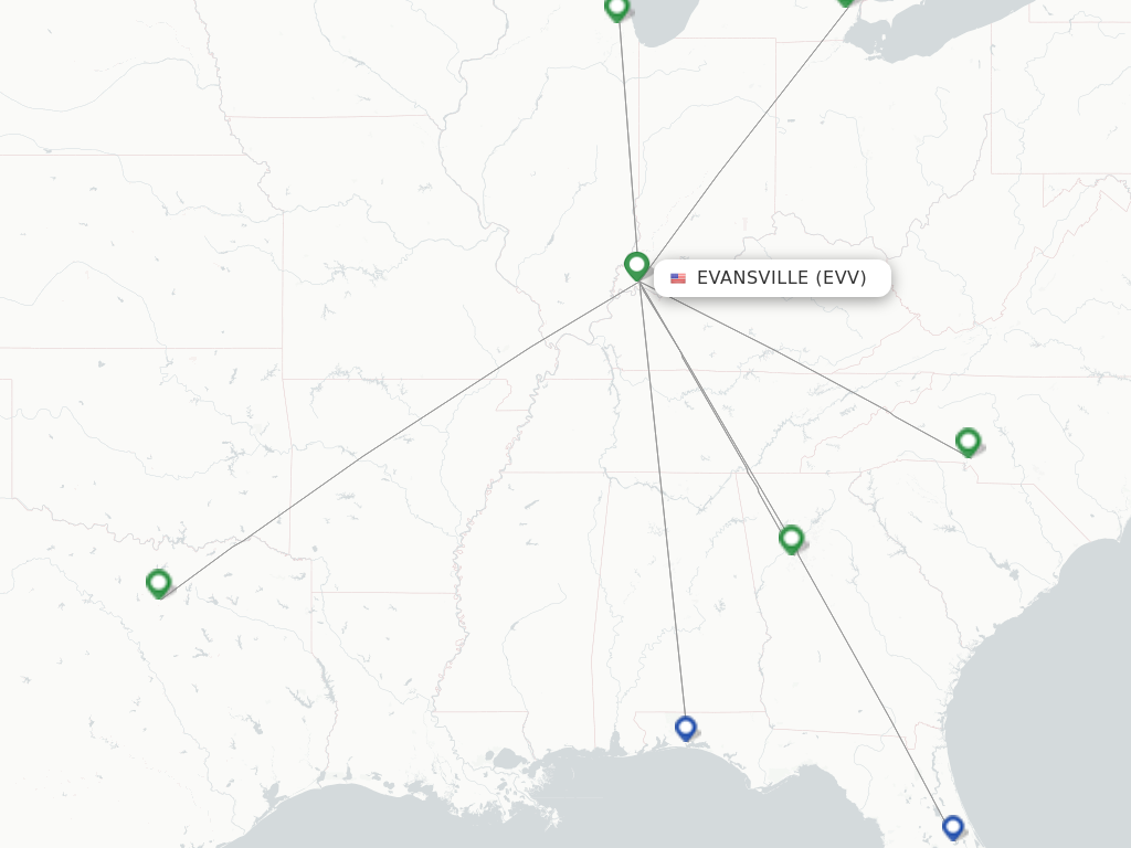 Evansville EVV route map
