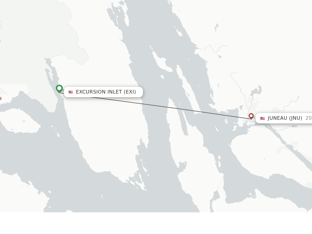 Flights from Juneau to Excursion Inlet route map
