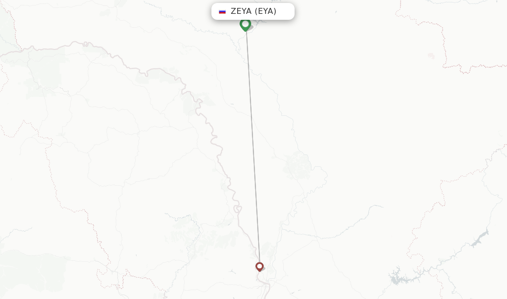 Route map with flights from Zeya with Aurora