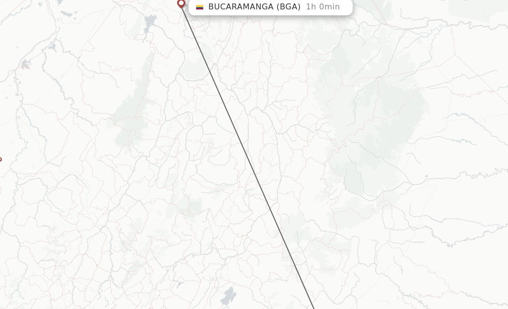 Flights from El Yopal to Bucaramanga route map