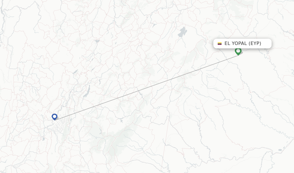 Route map with flights from El Yopal with LATAM