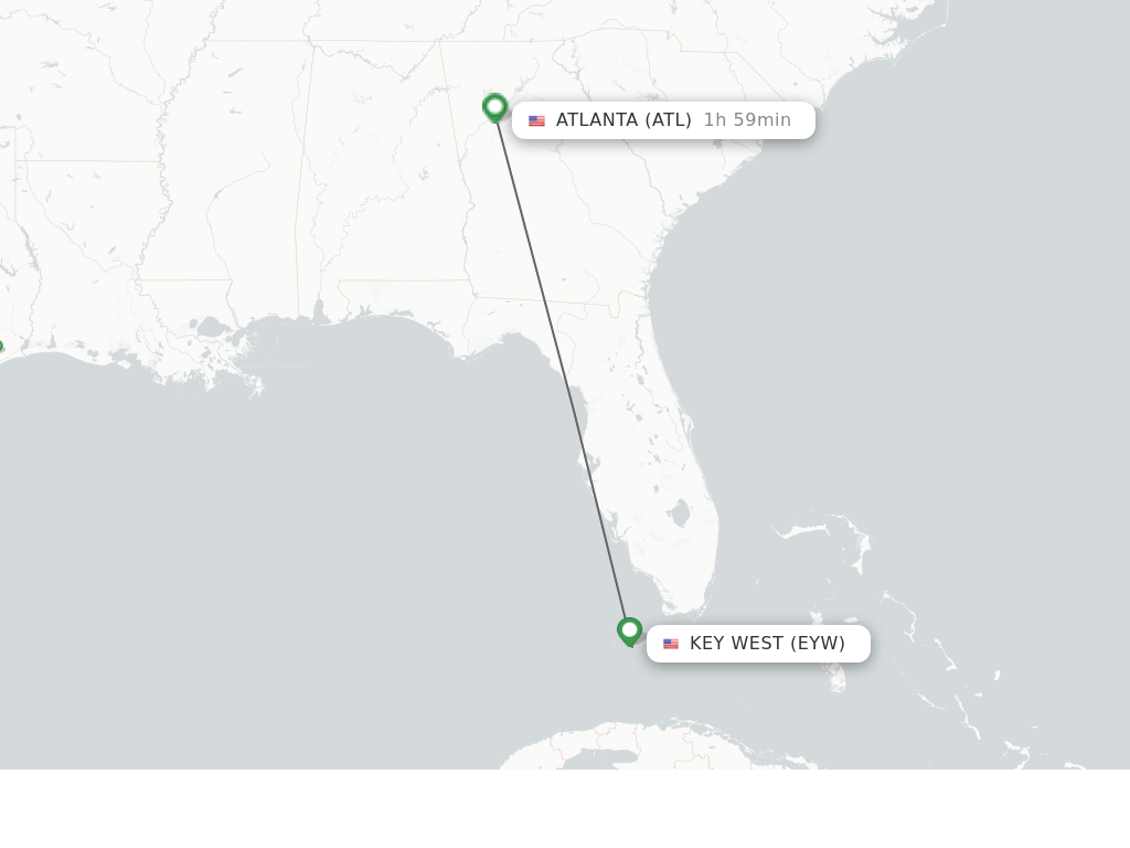 Flights from Key West to Atlanta route map