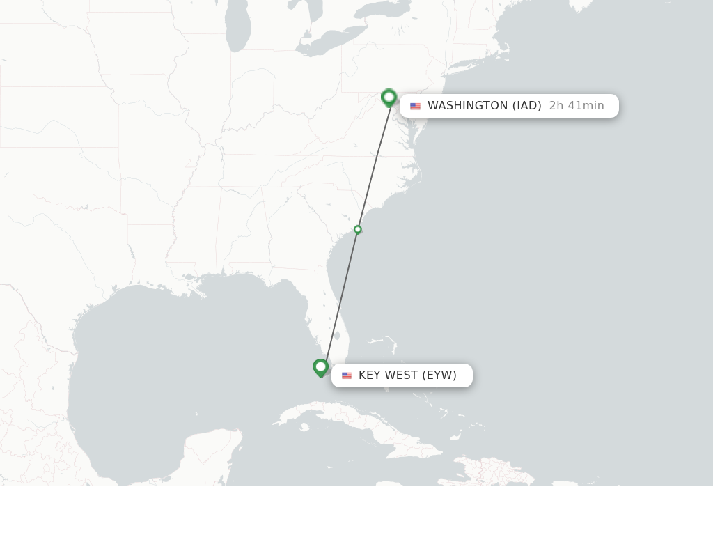 Flights from Key West to Washington route map