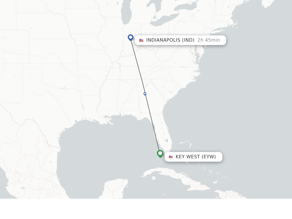 Flights from Key West to Indianapolis route map