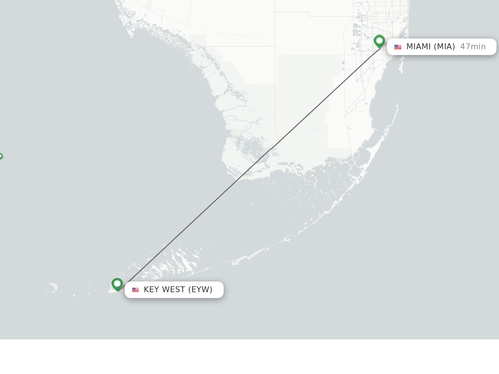 Flights from Key West to Miami route map