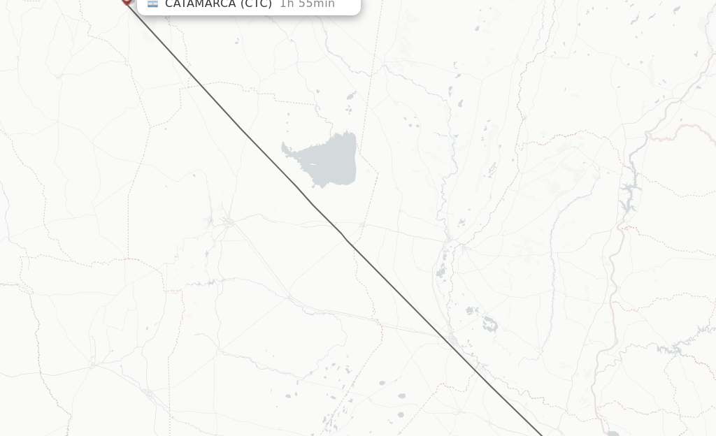 Flights from Catamarca to Buenos Aires route map