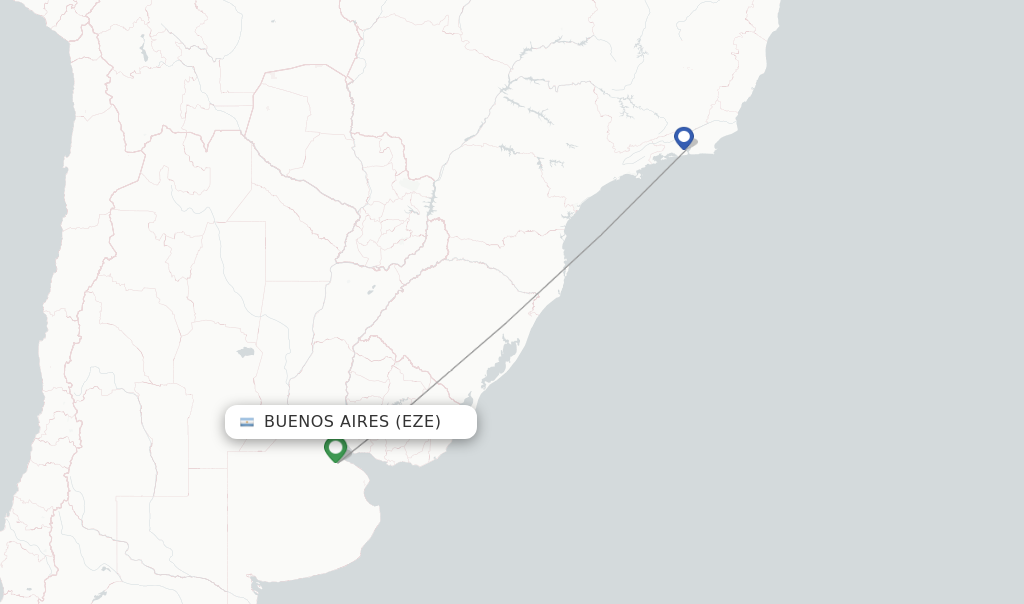 Route map with flights from Buenos Aires with Emirates