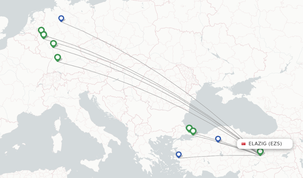 Elazig flight map
