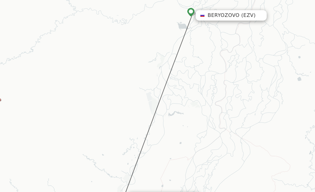 Flights from Beryozovo to Igrim route map