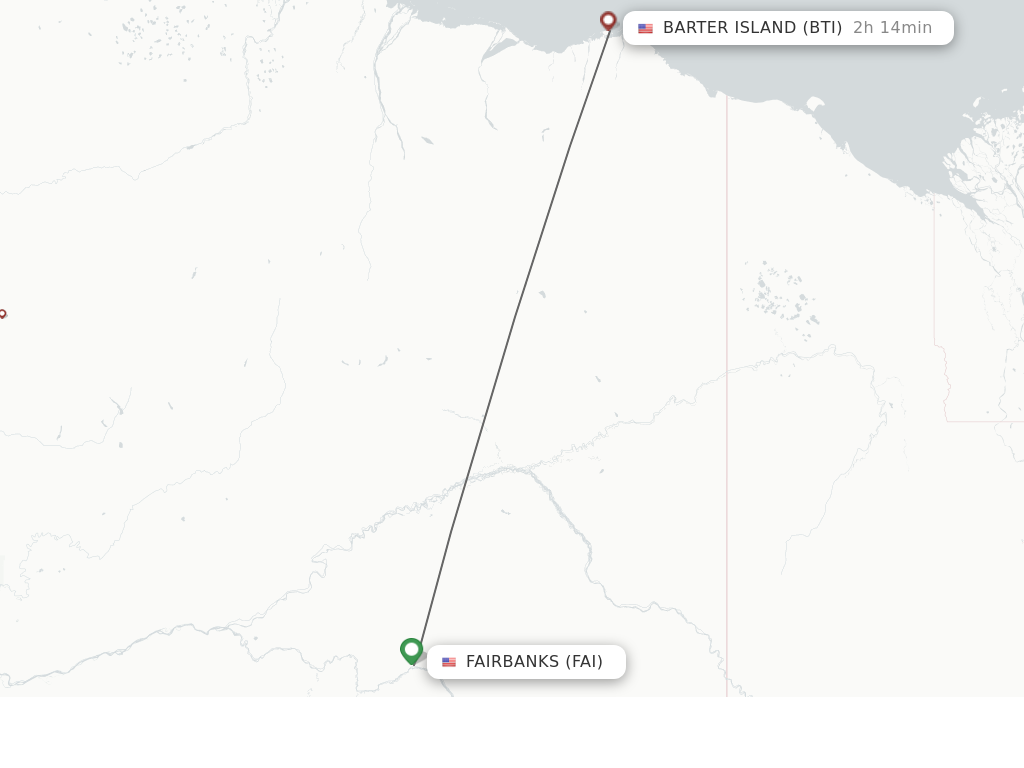 Flights from Fairbanks to Barter Island route map