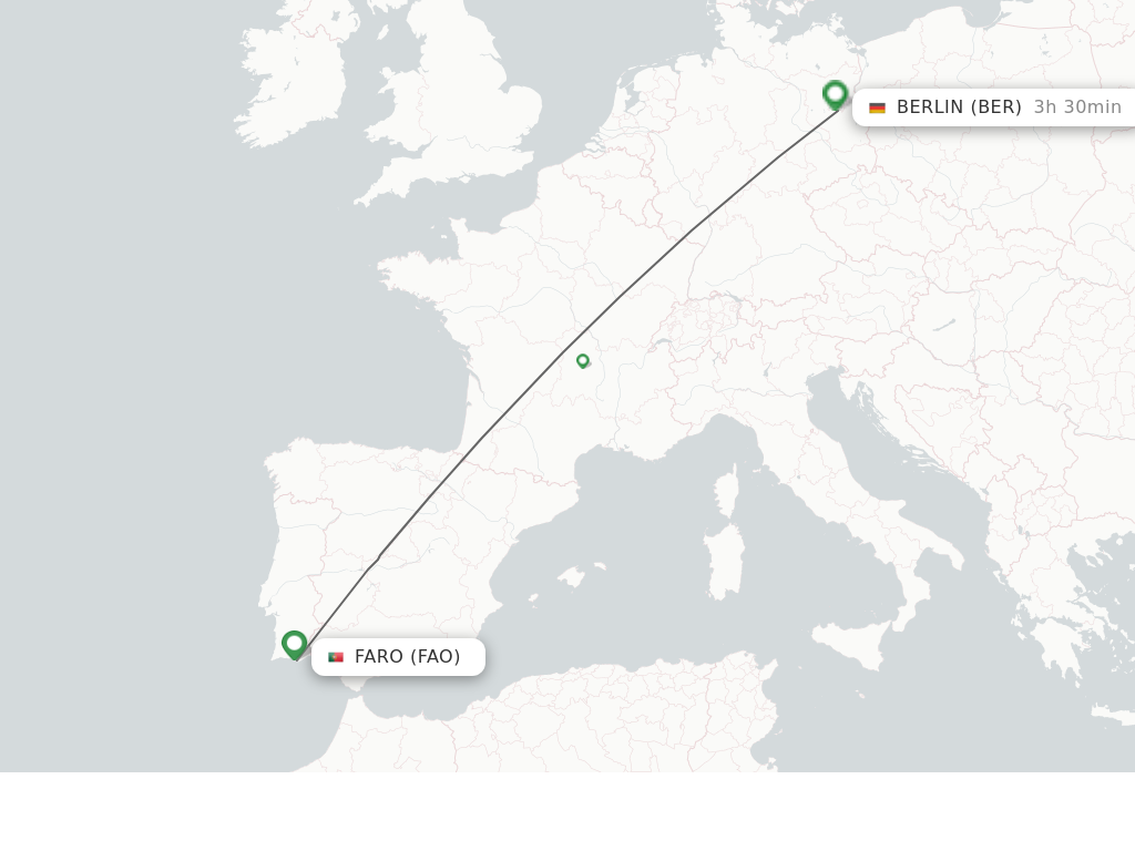 Flights from Faro to Berlin route map