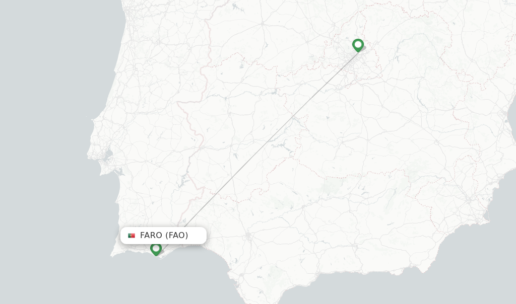 Route map with flights from Faro with Iberia