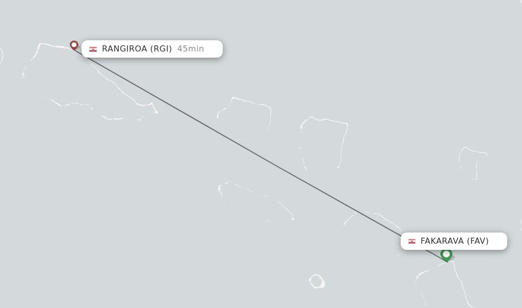 Flights from Fakarava to Rangiroa route map