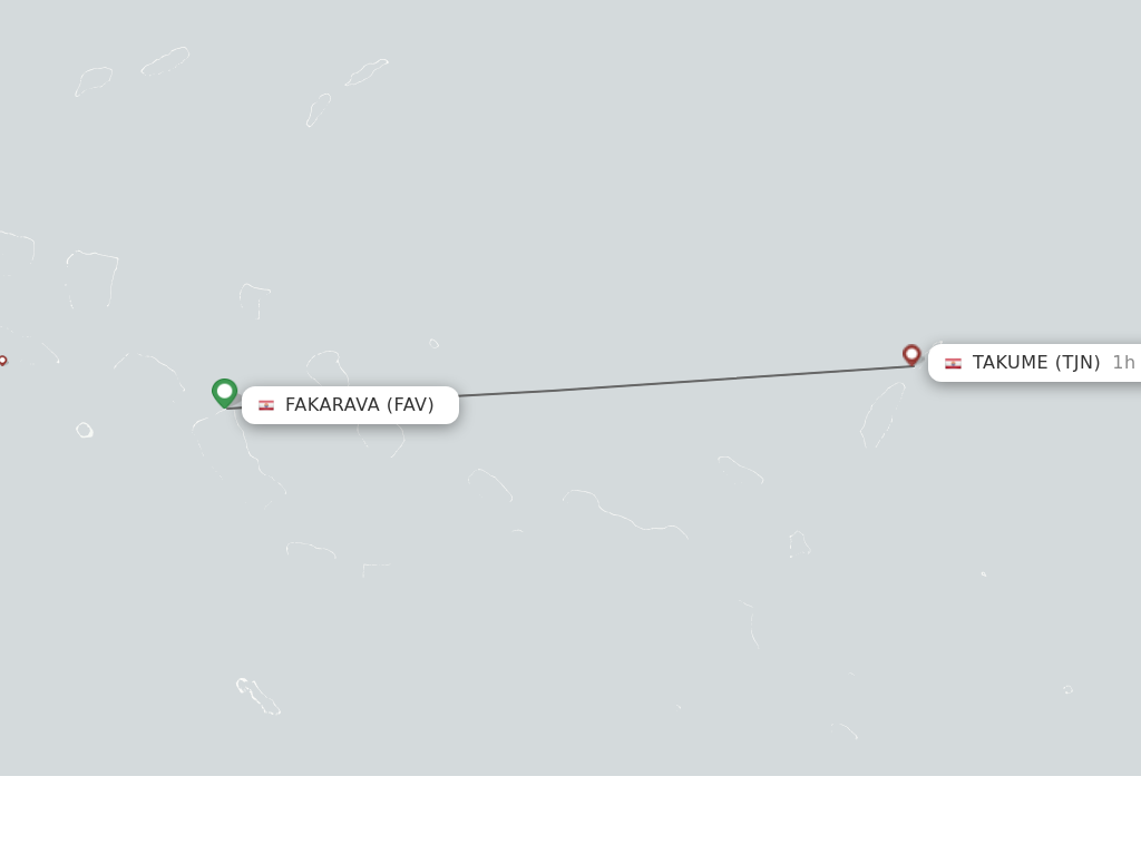 Flights from Fakarava to Takume route map