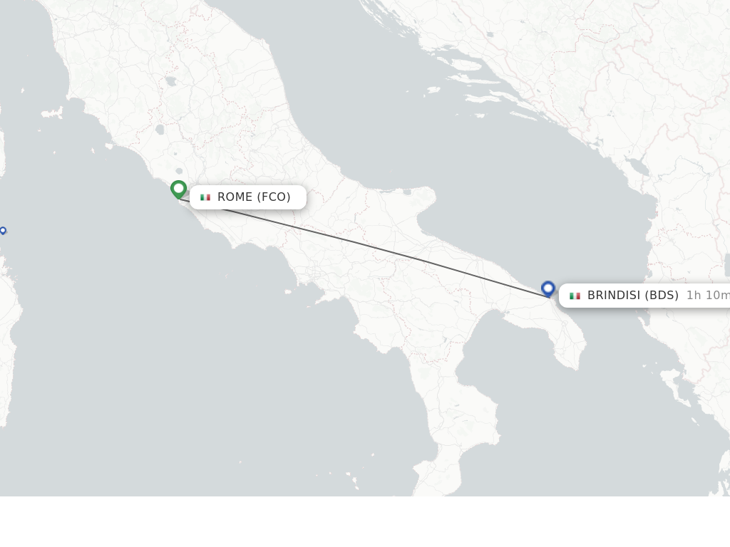 Flights from Rome to Brindisi route map