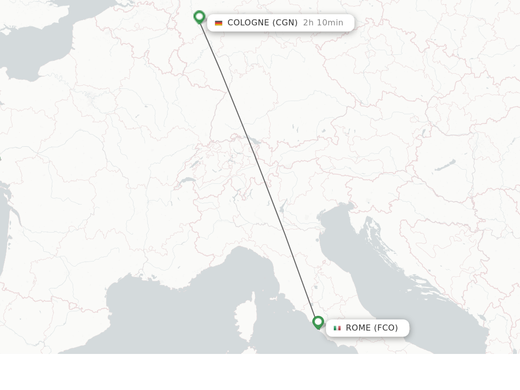 Flights from Rome to Cologne route map
