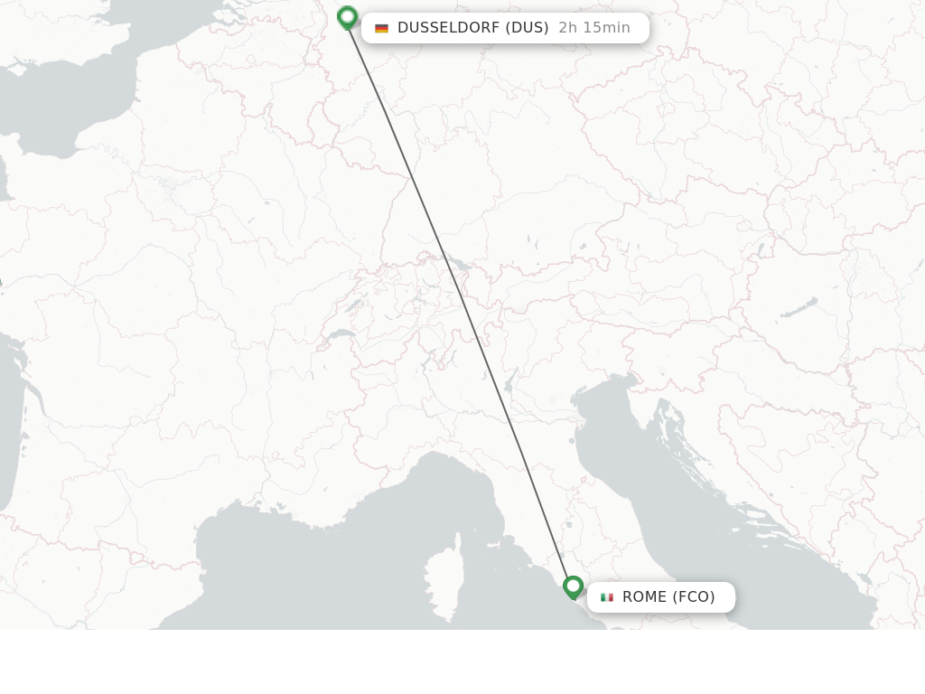 Flights from Rome to Dusseldorf route map