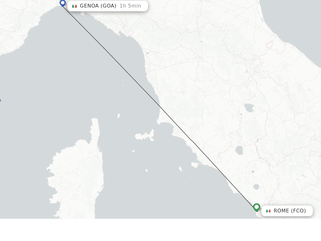 Flights from Rome to Genoa route map