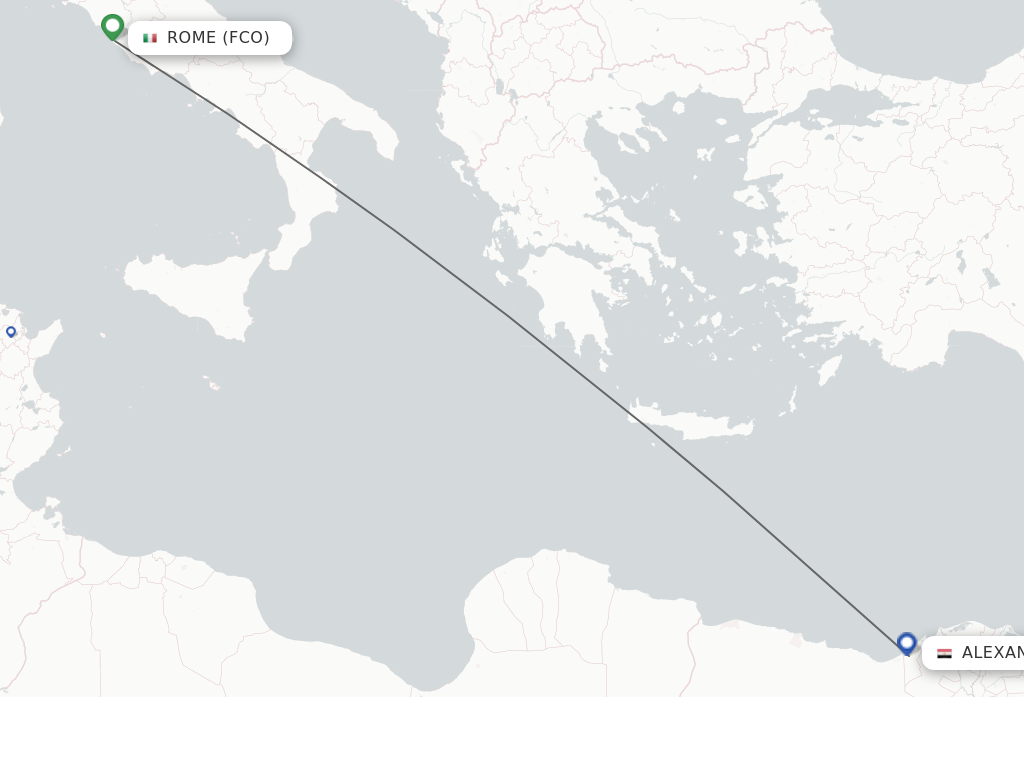 Flights from Rome to Alexandria route map