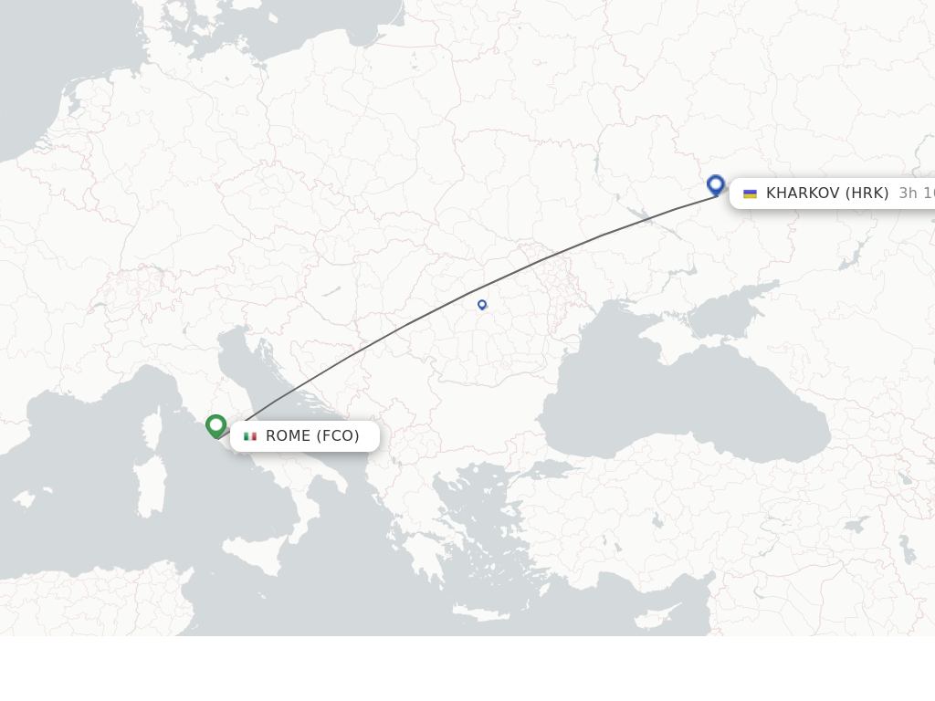 Flights from Rome to Kharkov route map
