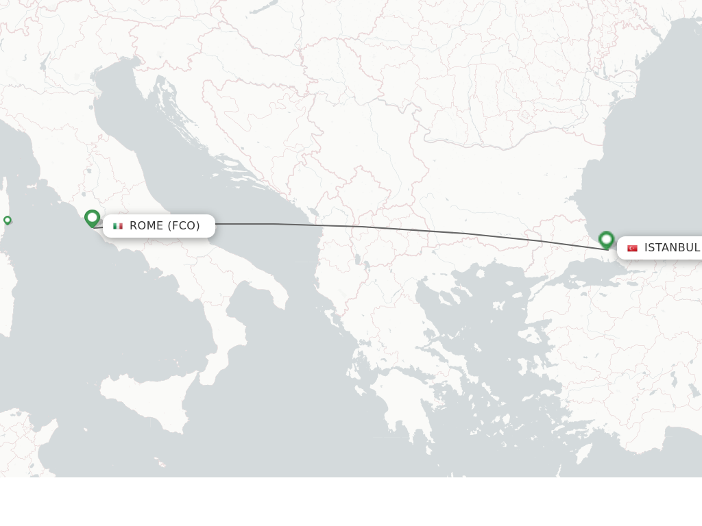 Flights from Rome to Istanbul route map