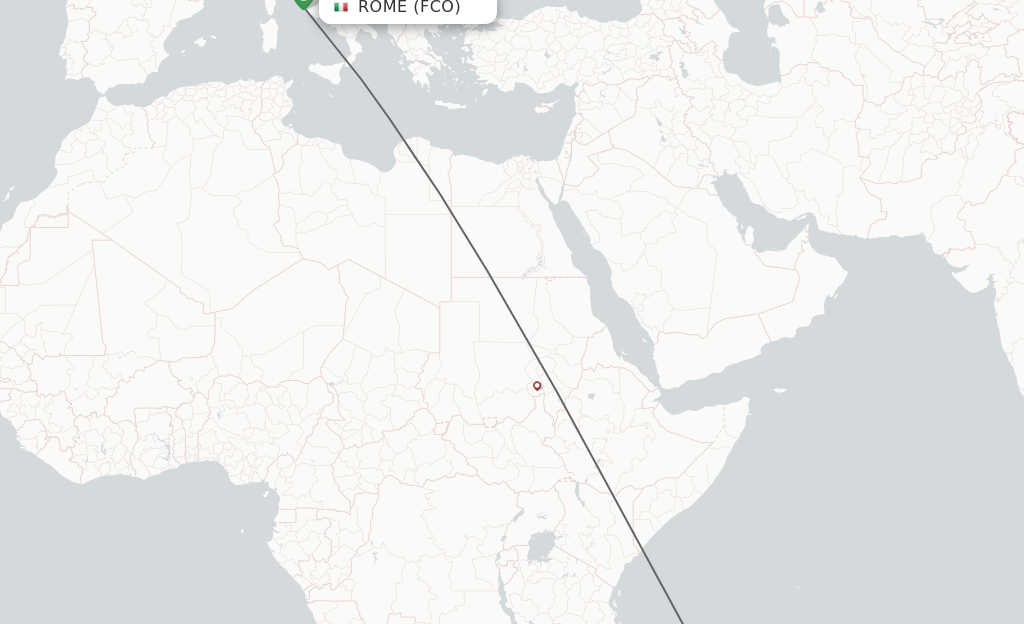 Flights from Rome to Nossi-be route map