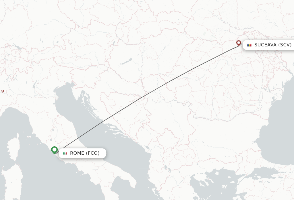 Flights from Rome to Suceava route map