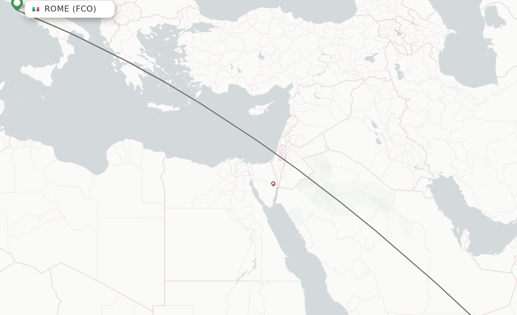 Flights from Rome to Salalah route map