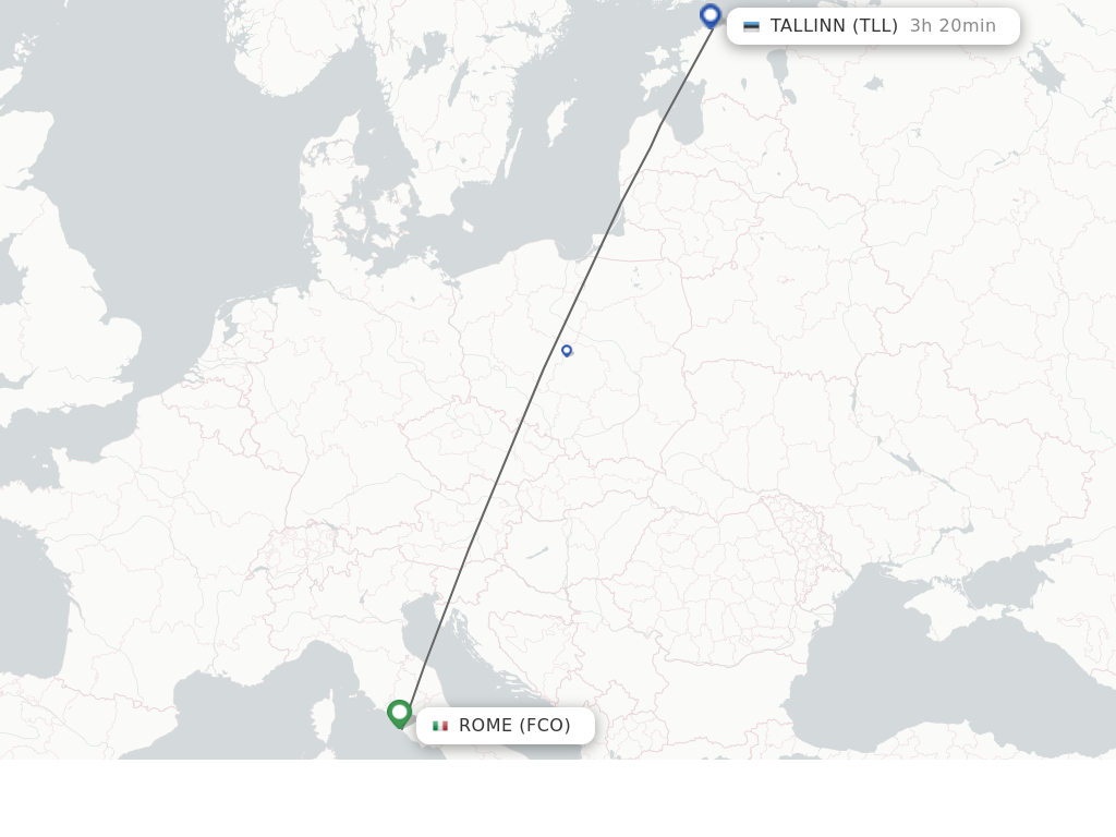 Flights from Rome to Tallinn route map