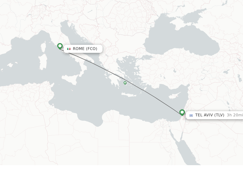 Flights from Rome to Tel Aviv-Yafo route map