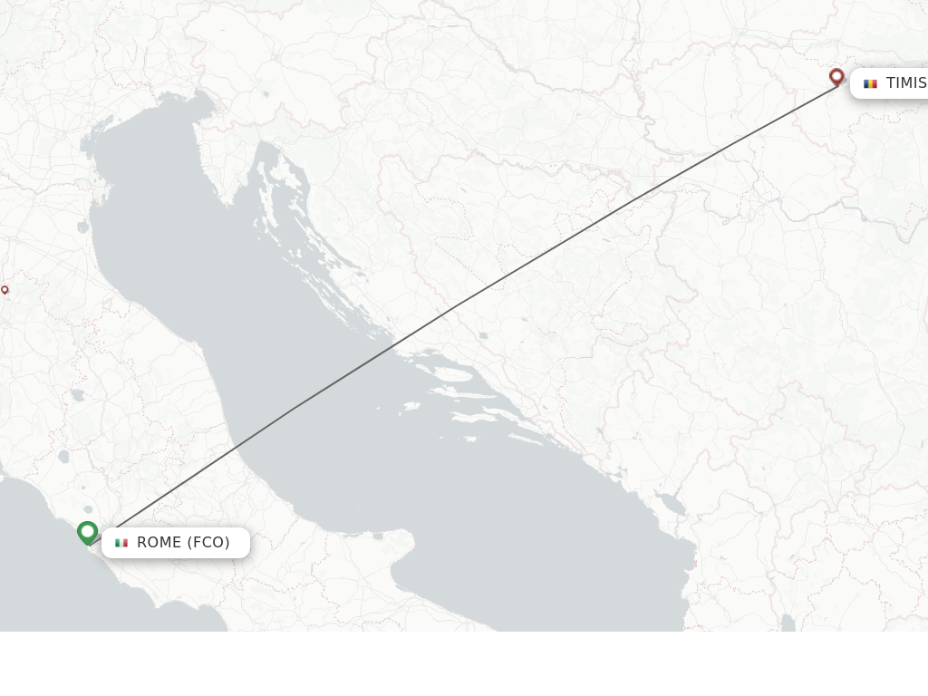 Flights from Rome to Timisoara route map